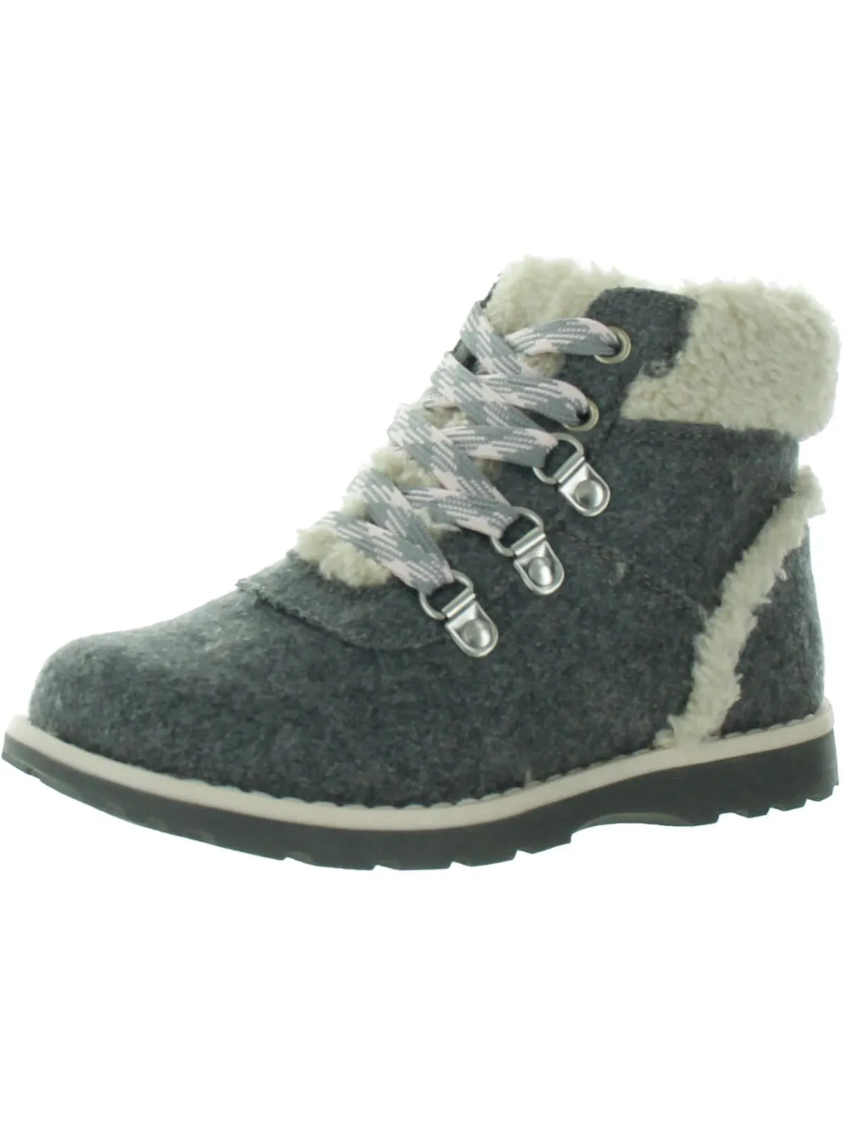 Girls Lace-Up Padded Insole Shearling Boots