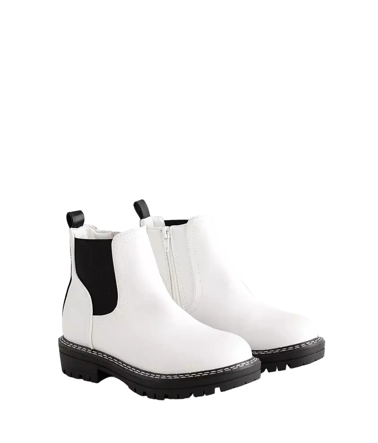 Girl's Little Cayson Ankle Boot In White