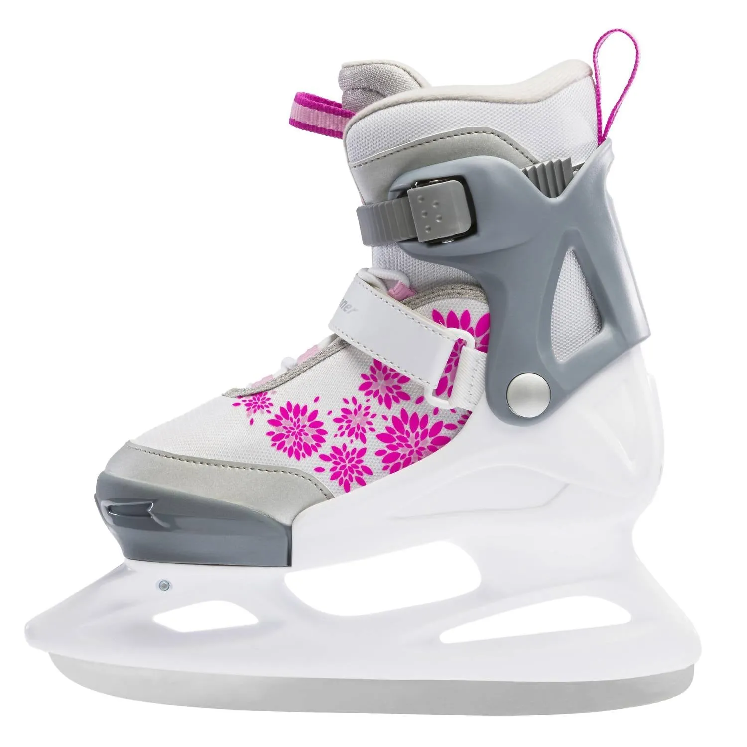 Girls Micro Ice Skate In White/pink
