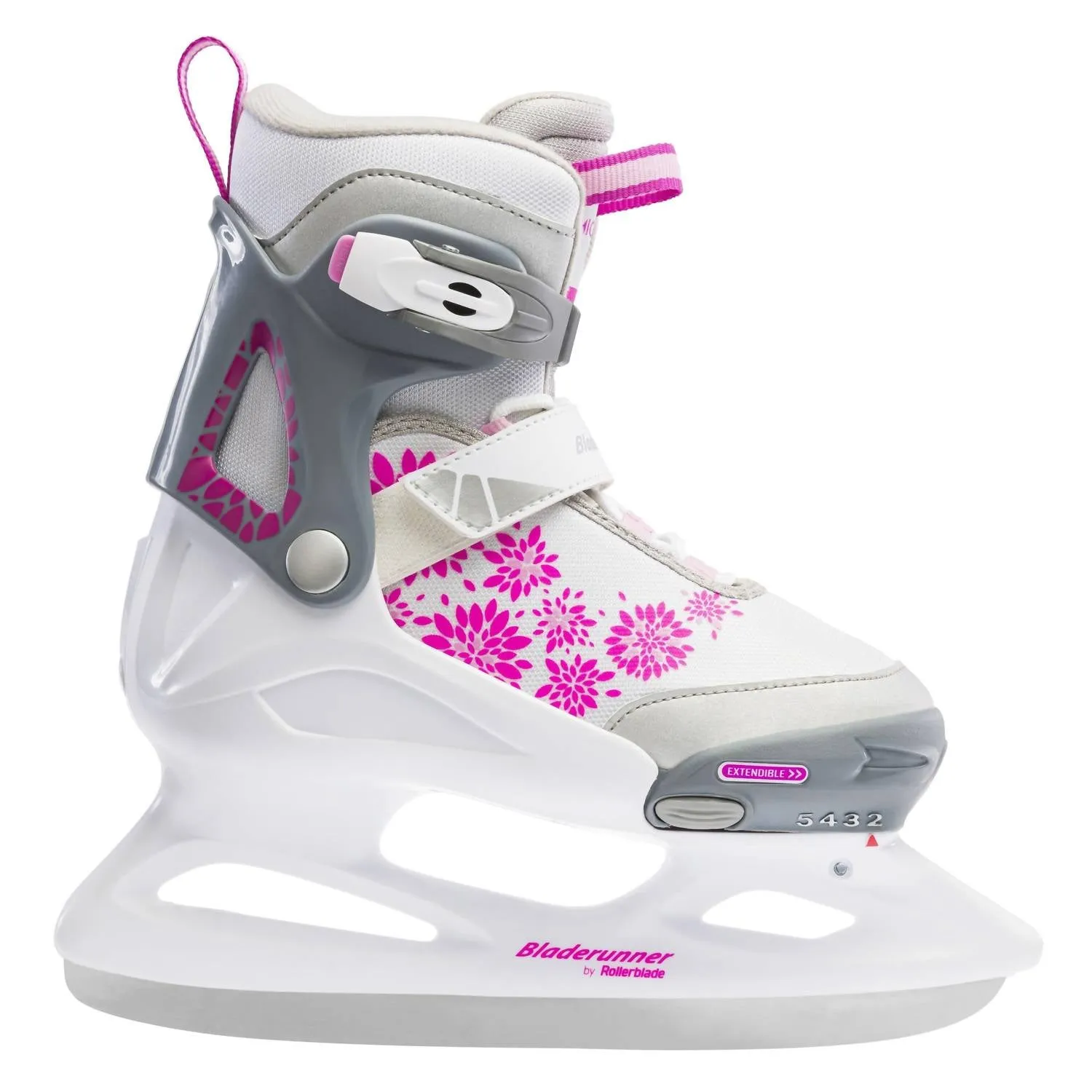 Girls Micro Ice Skate In White/pink