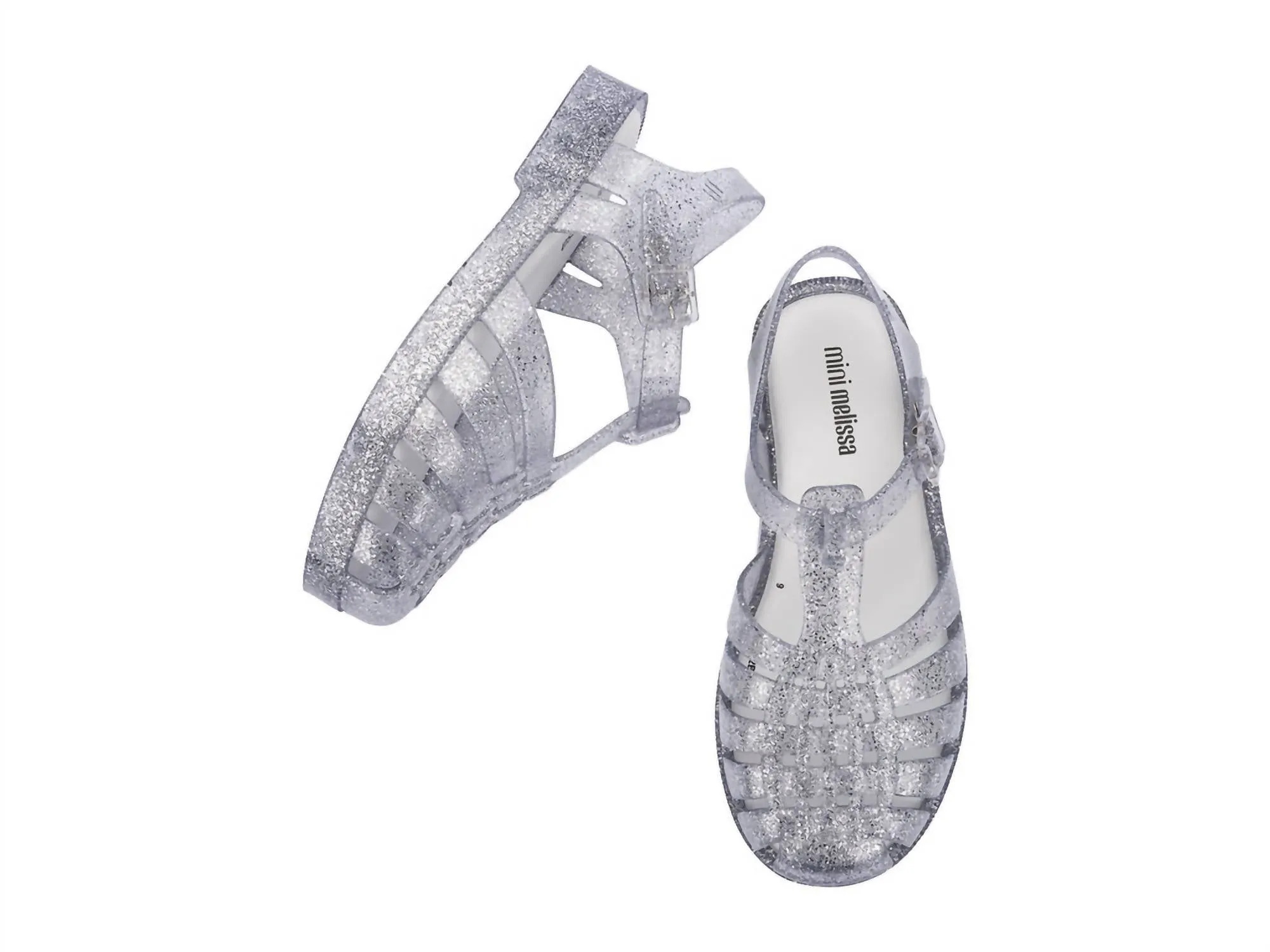 Girl's Possession Shiny Sandal In Clear Glitter/silver