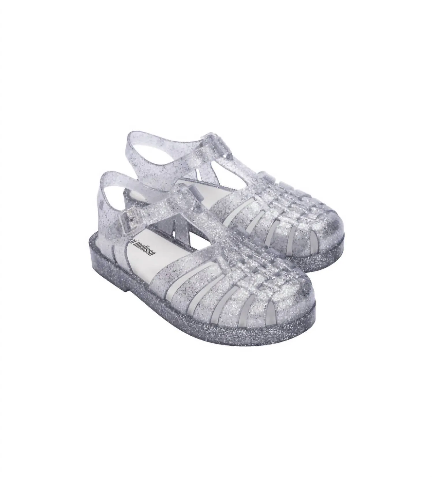 Girl's Possession Shiny Sandal In Clear Glitter/silver