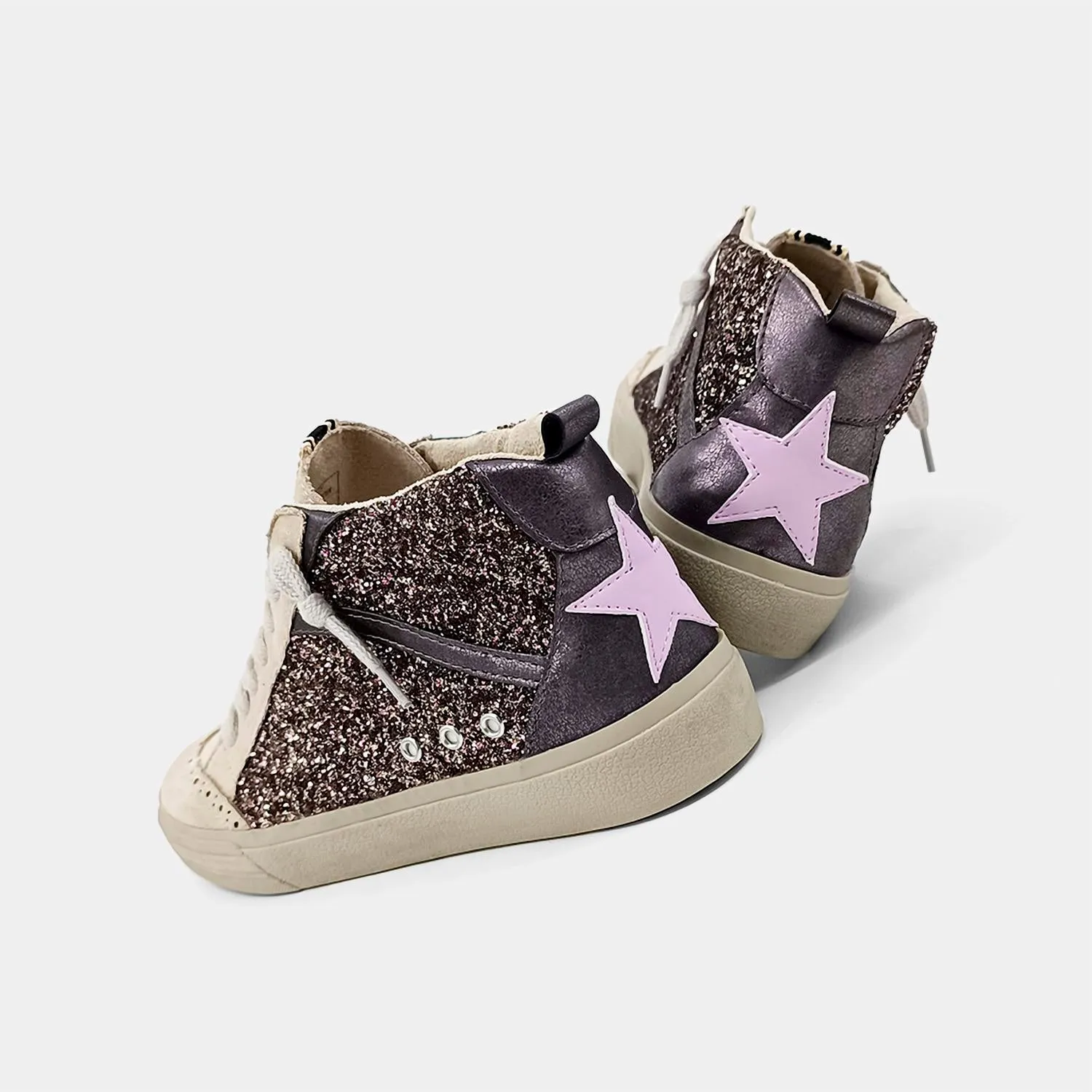 Girls Riley Toddlers Sneaker In Pewter Glitter