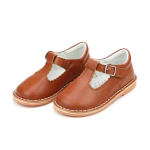 Girl's Selina Scalloped Mary Jane Shoes In Cognac