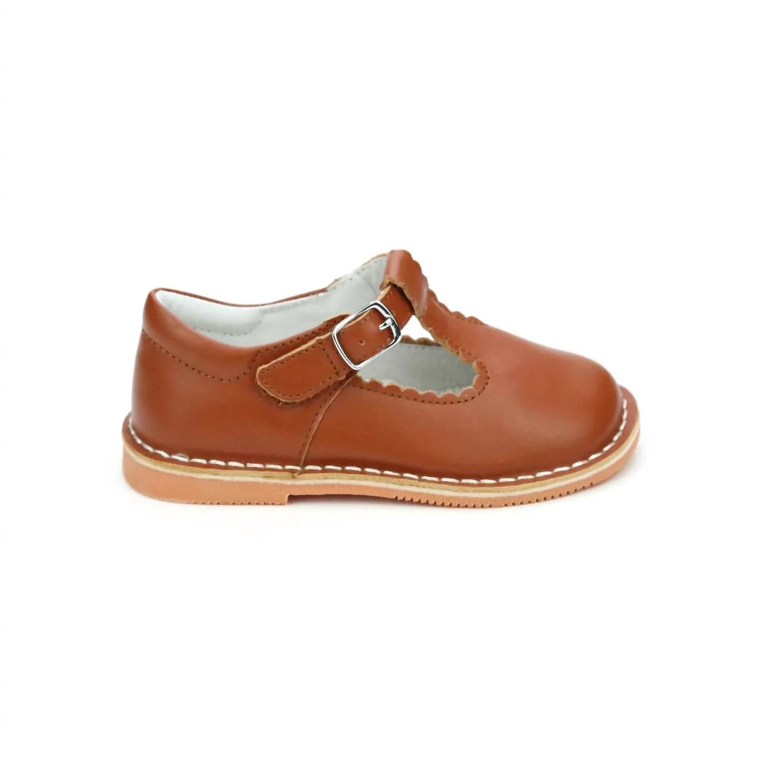 Girl's Selina Scalloped Mary Jane Shoes In Cognac