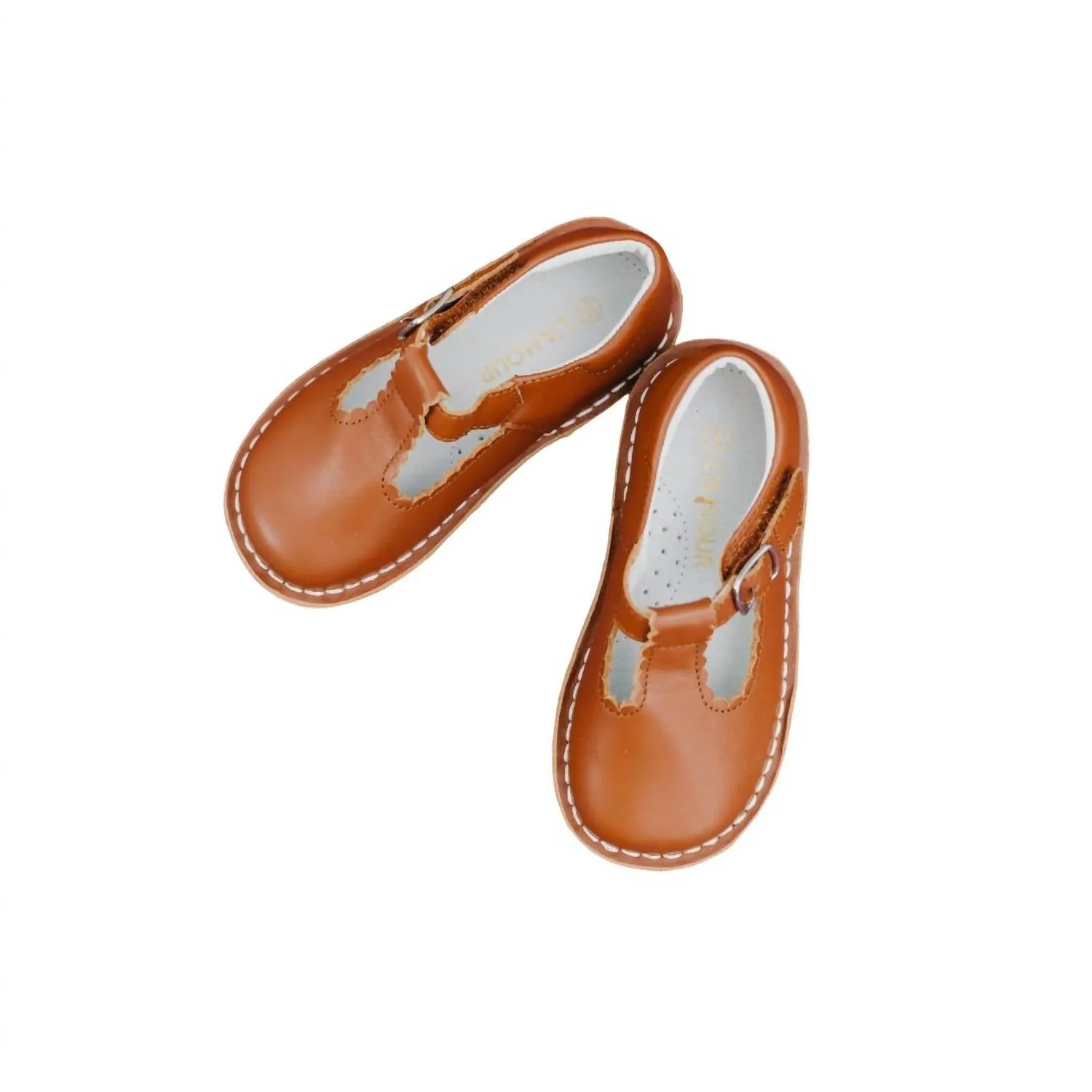 Girl's Selina Scalloped Mary Jane Shoes In Cognac