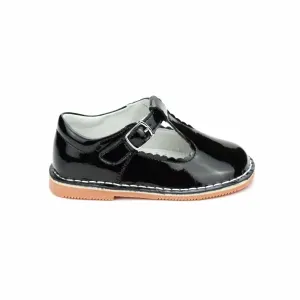 Girl's Selina Scalloped Mary Jane Shoes In Patent Black