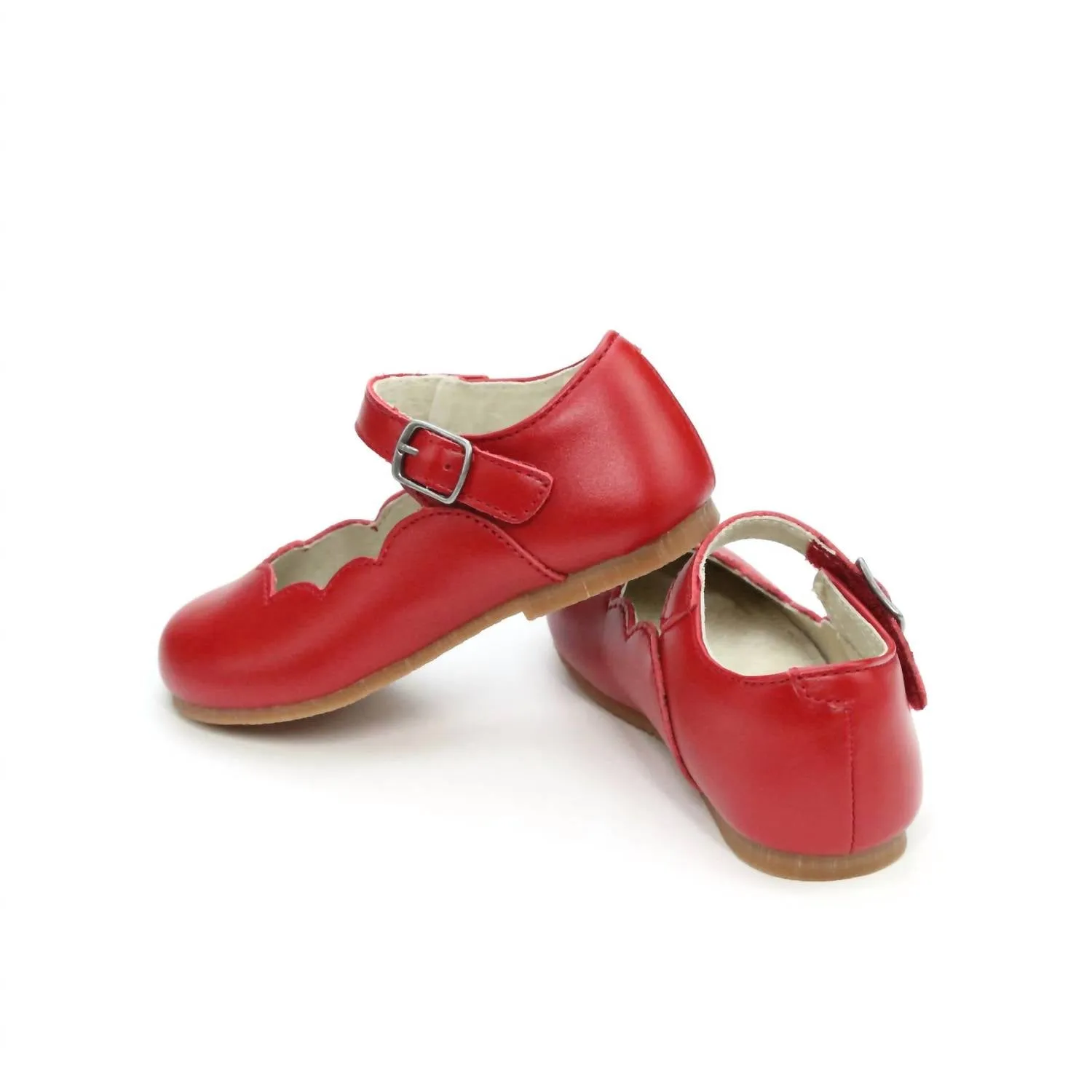 Girl's Sonia Scalloped Flat Shoes In Red