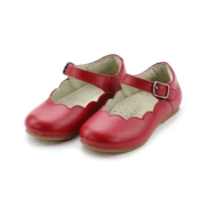 Girl's Sonia Scalloped Flat Shoes In Red