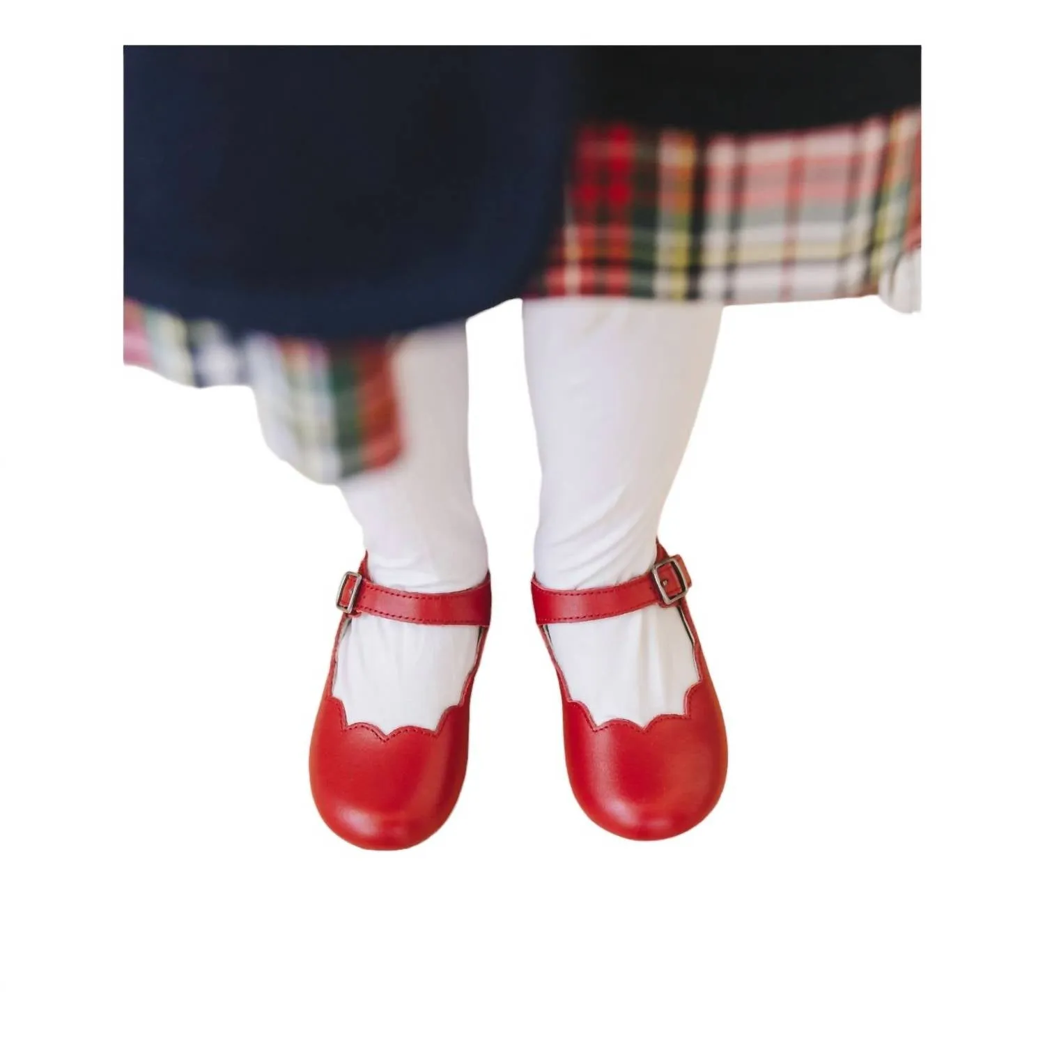 Girl's Sonia Scalloped Flat Shoes In Red