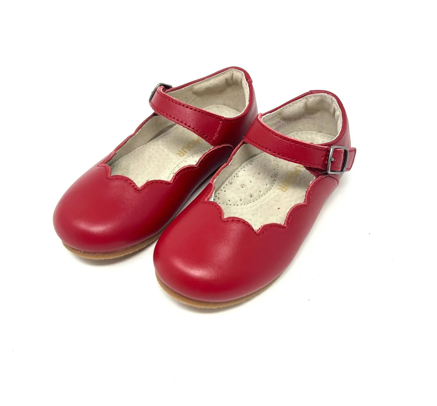 Girl's Sonia Scalloped Flat Shoes In Red