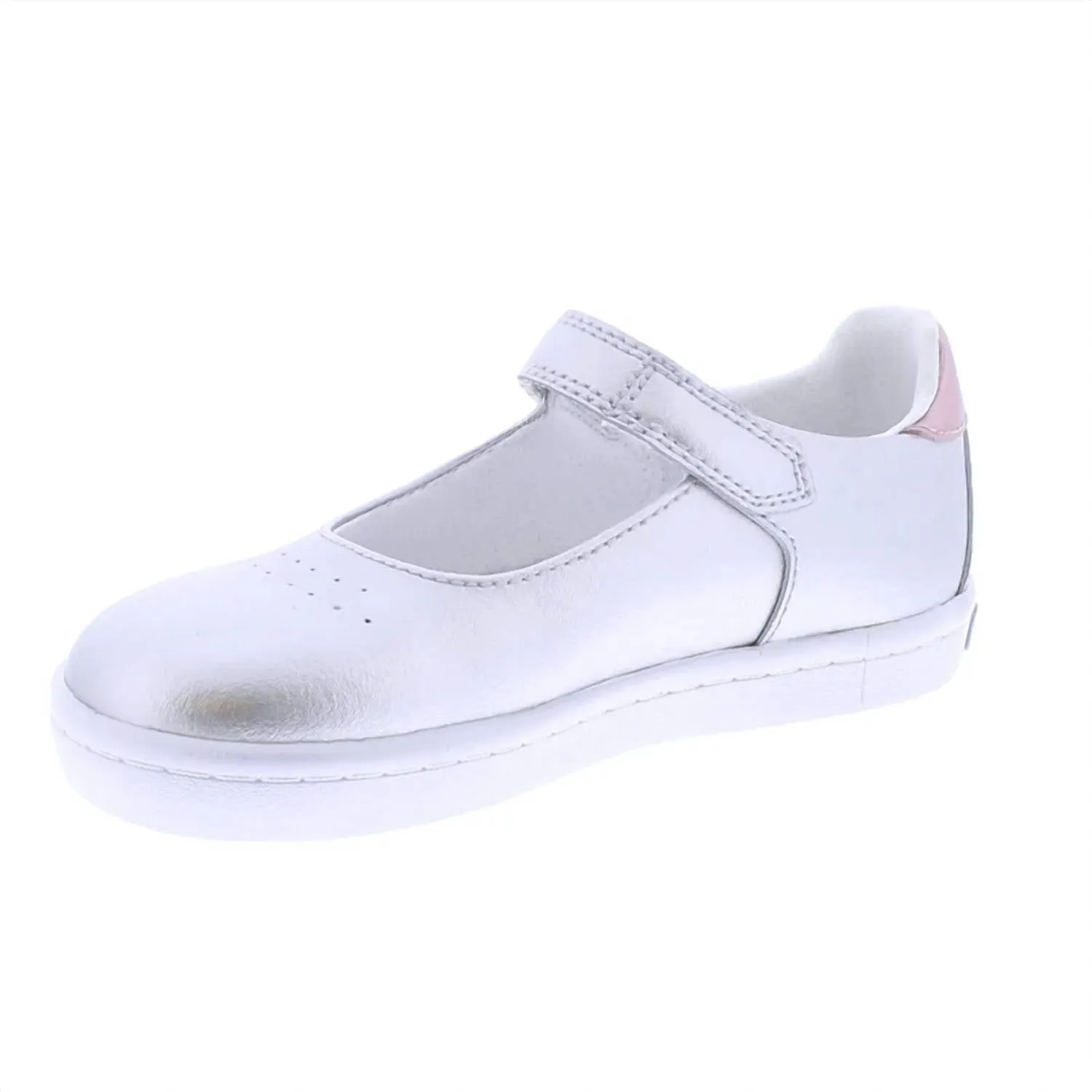 Girl's Stella Flat Shoes In Silver/rose Gold Leather