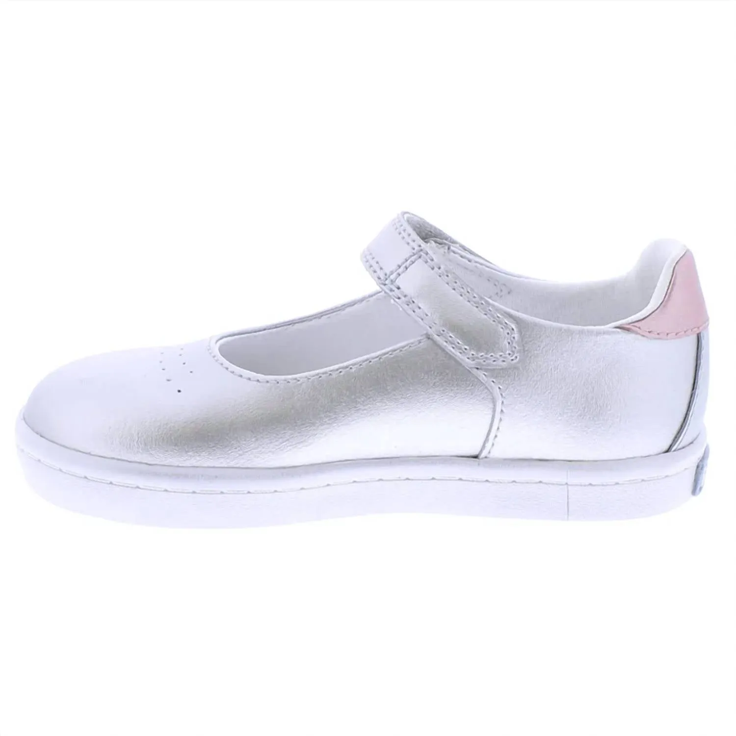 Girl's Stella Flat Shoes In Silver/rose Gold Leather