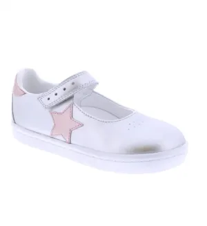 Girl's Stella Flat Shoes In Silver/rose Gold Leather