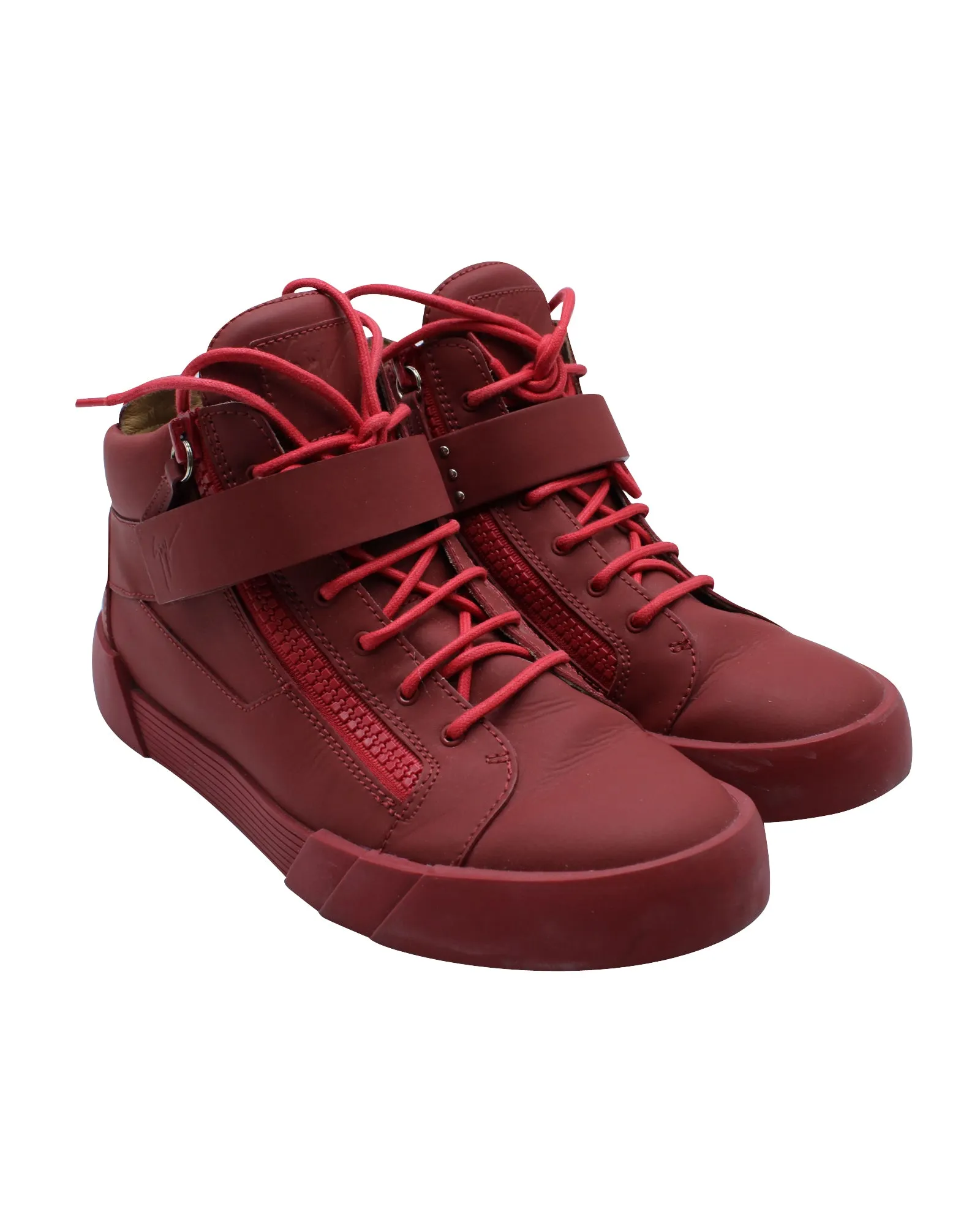 Giuseppe Zanotti High Top Sneakers in Red Leather