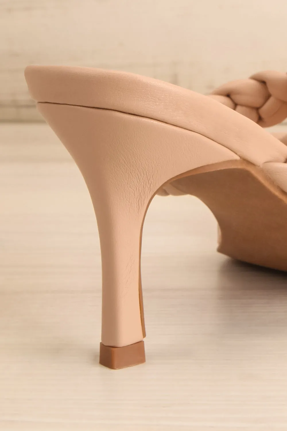 Hirna Beige | Faux Leather Heeled Sandals
