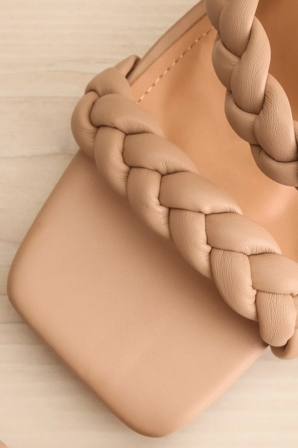 Hirna Beige | Faux Leather Heeled Sandals