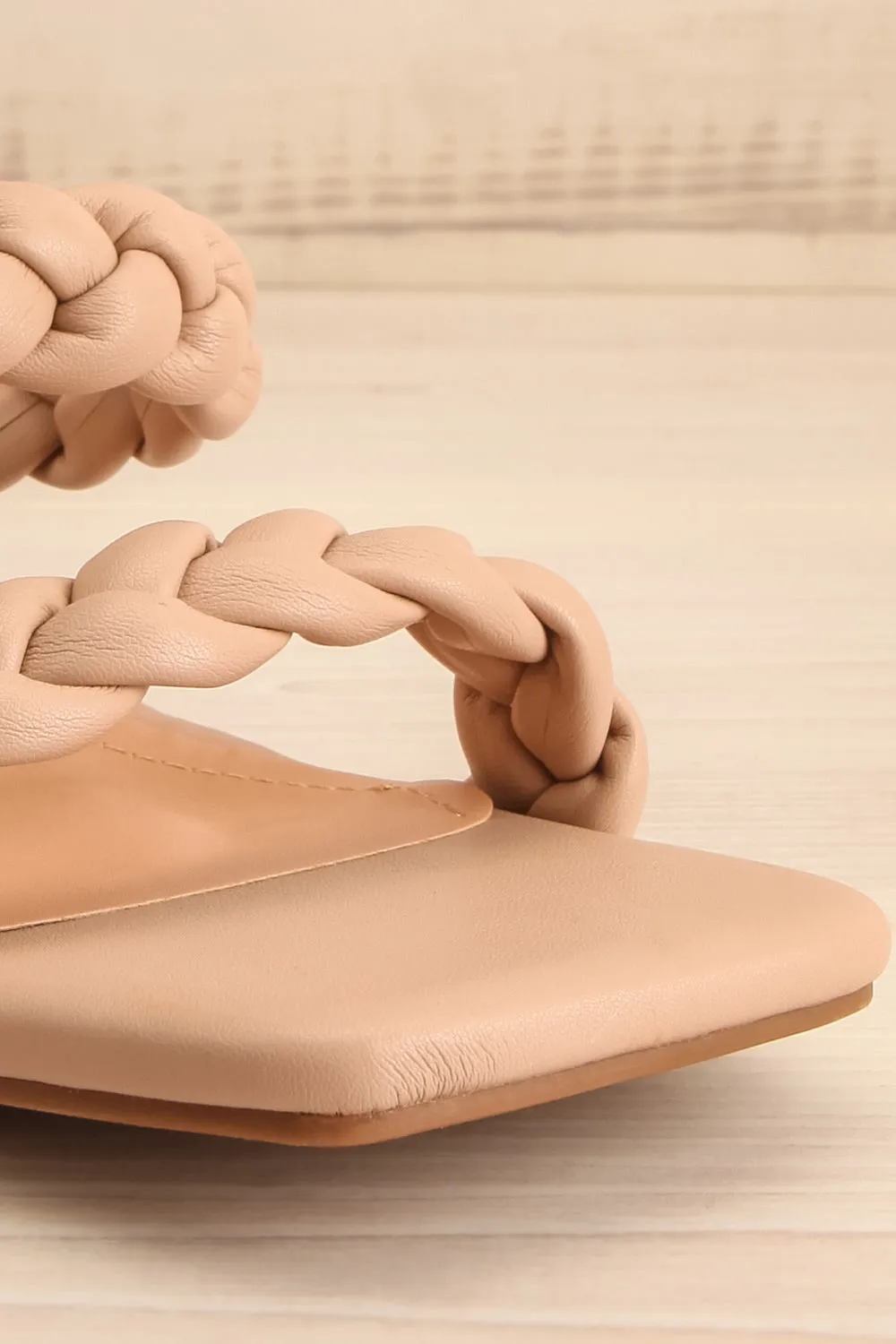 Hirna Beige | Faux Leather Heeled Sandals