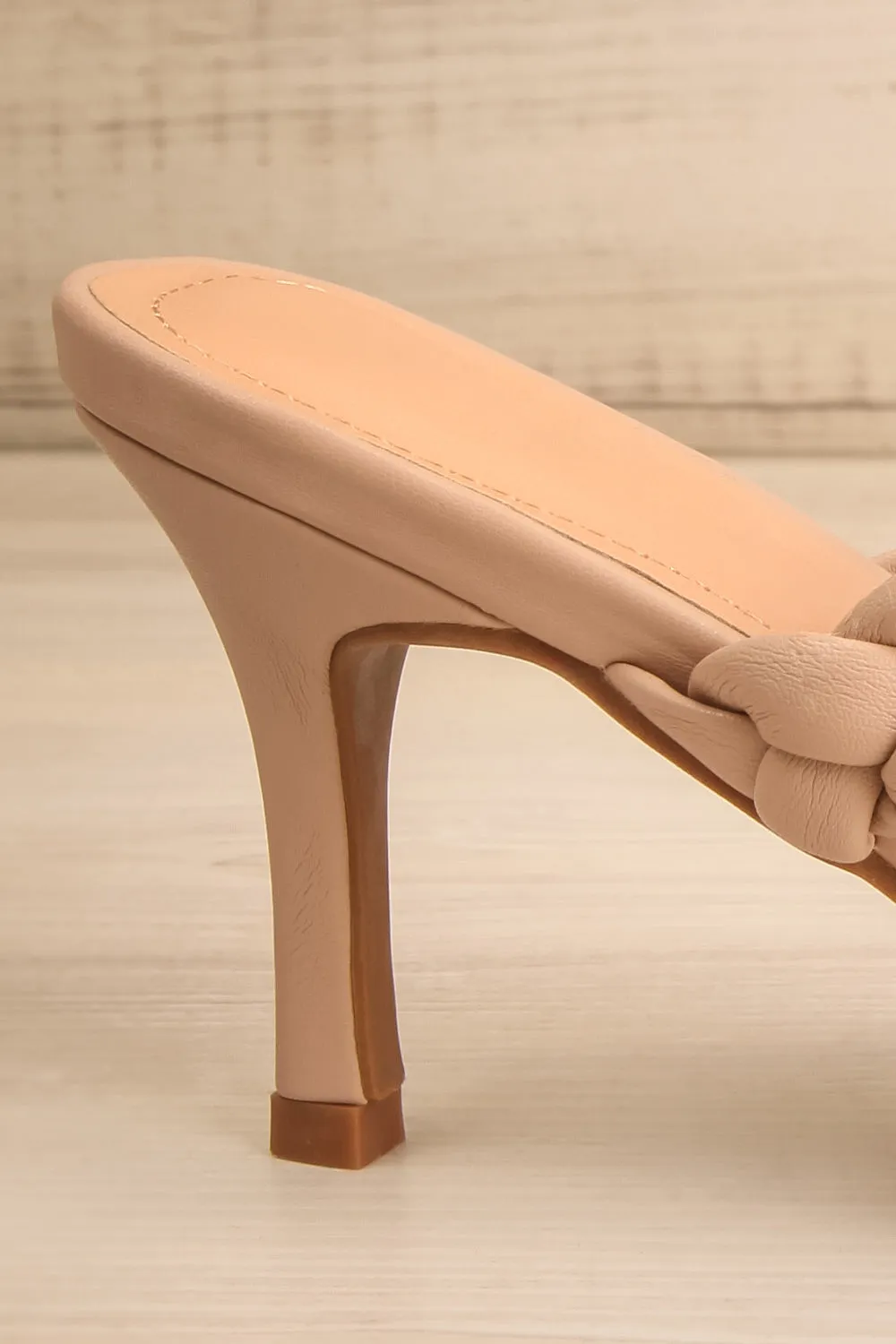 Hirna Beige | Faux Leather Heeled Sandals
