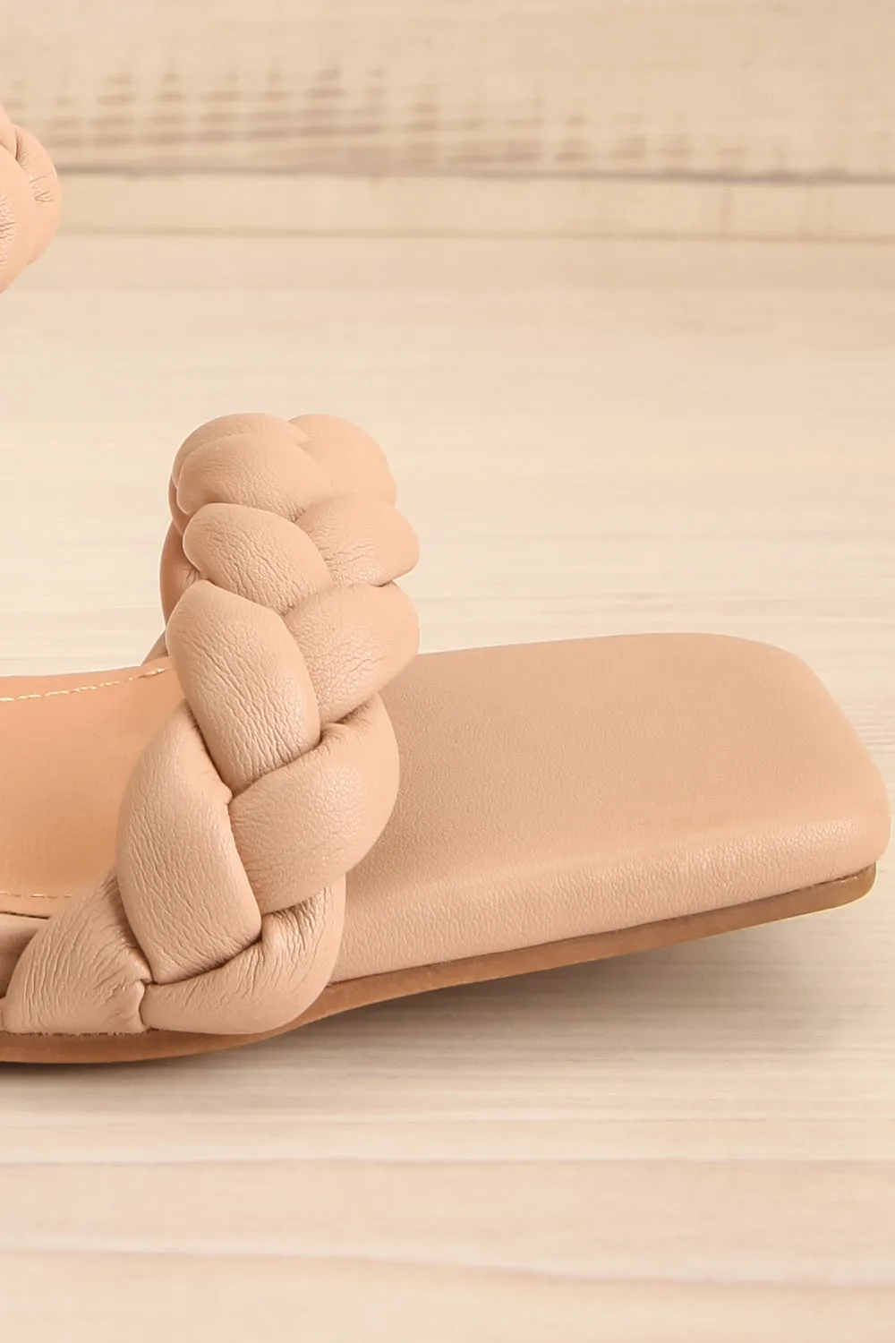 Hirna Beige | Faux Leather Heeled Sandals