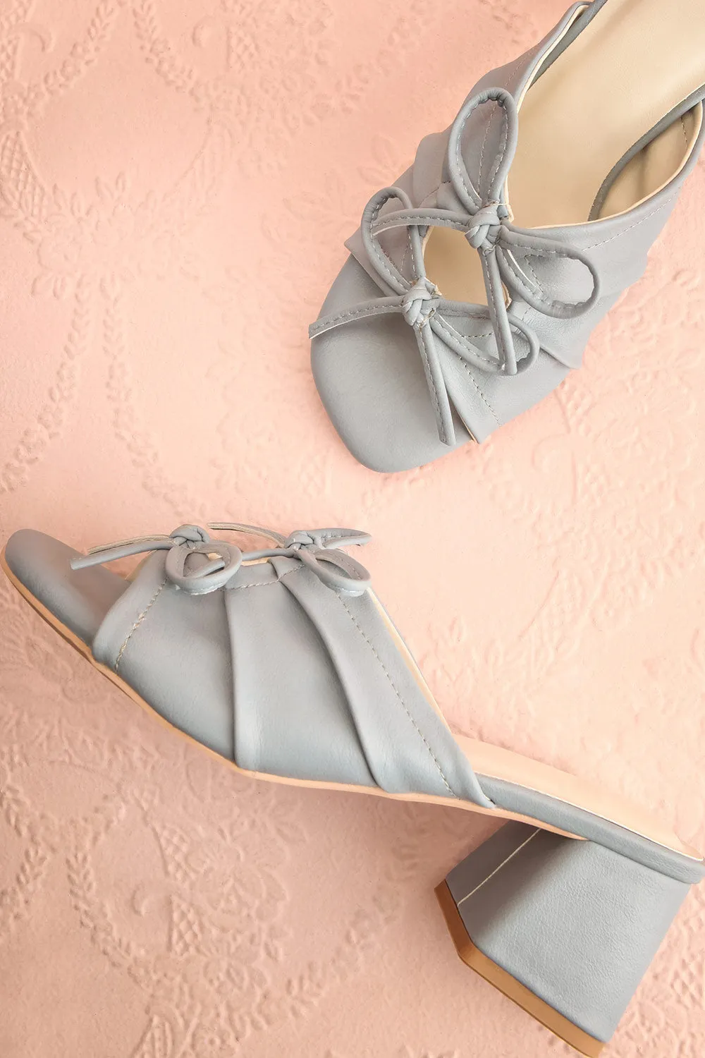 Hissette | Blue Faux-Leather Heeled Sandals