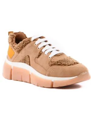 I'll Be There Womens Lace-Up Shearling Casual and Fashion Sneakers