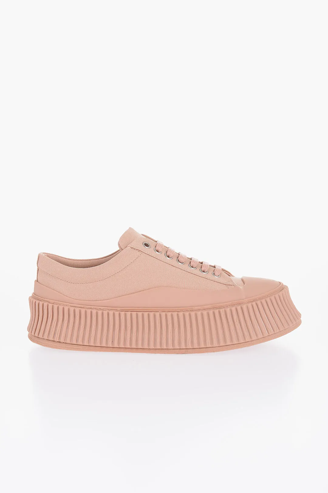 Jil Sander Lace-Up Canvas Sneakers With Chunky Sole