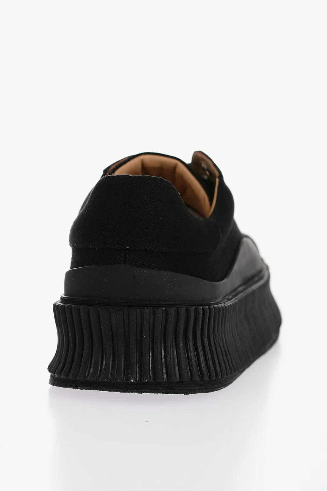 Jil Sander Lace-Up Canvas Sneakers With Chunky Sole