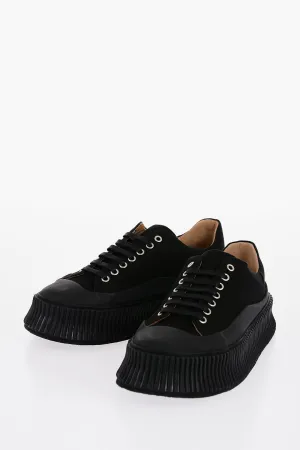 Jil Sander Lace-Up Canvas Sneakers With Chunky Sole