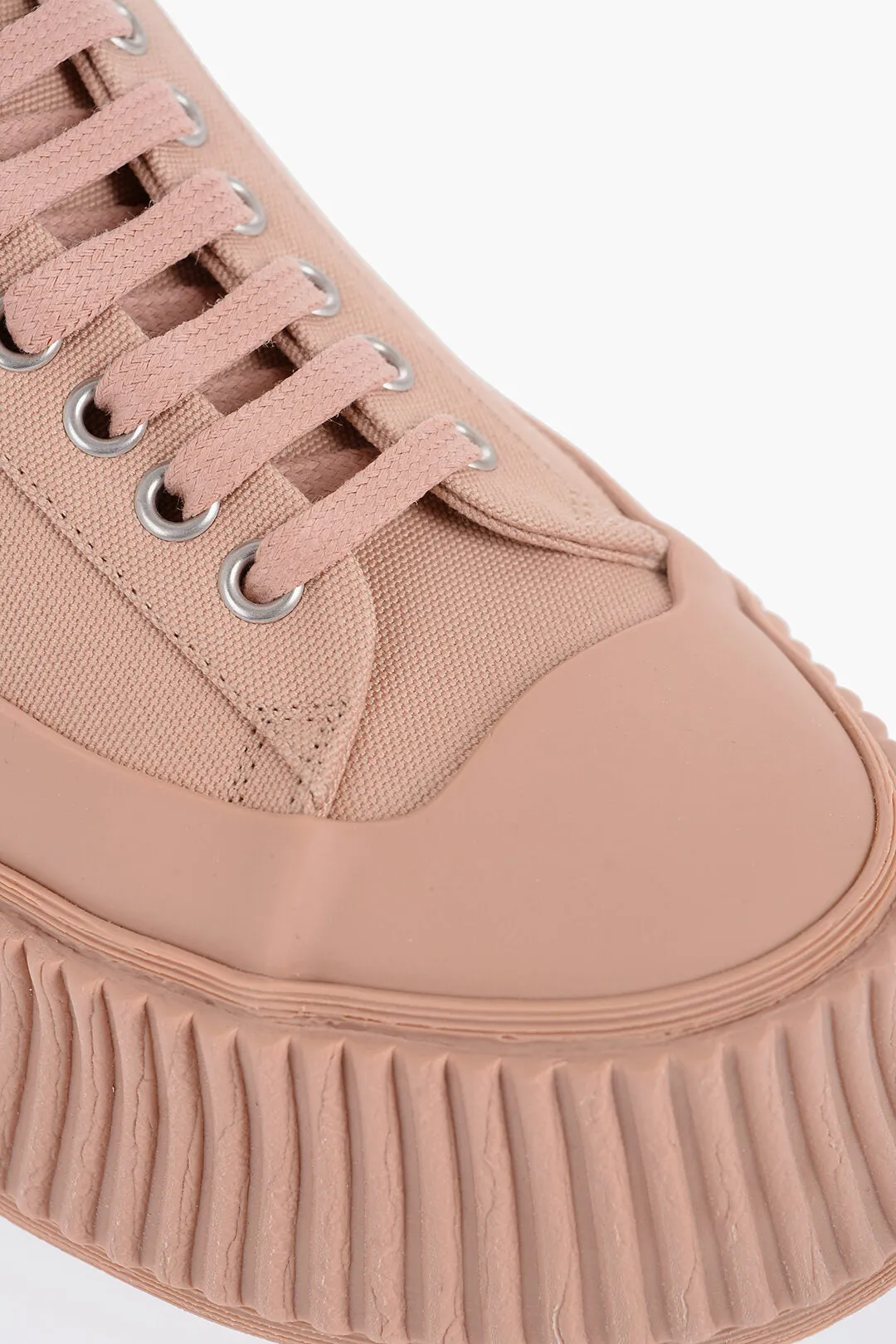 Jil Sander Lace-Up Canvas Sneakers With Chunky Sole