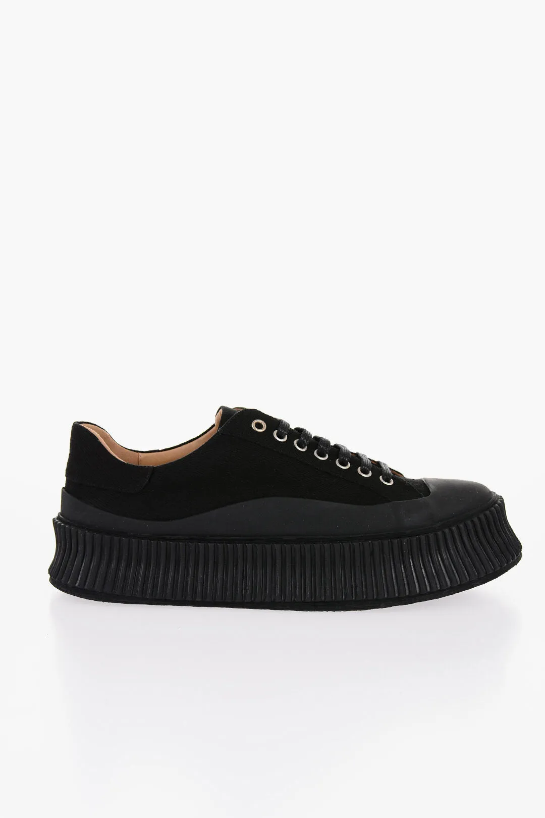Jil Sander Lace-Up Canvas Sneakers With Chunky Sole