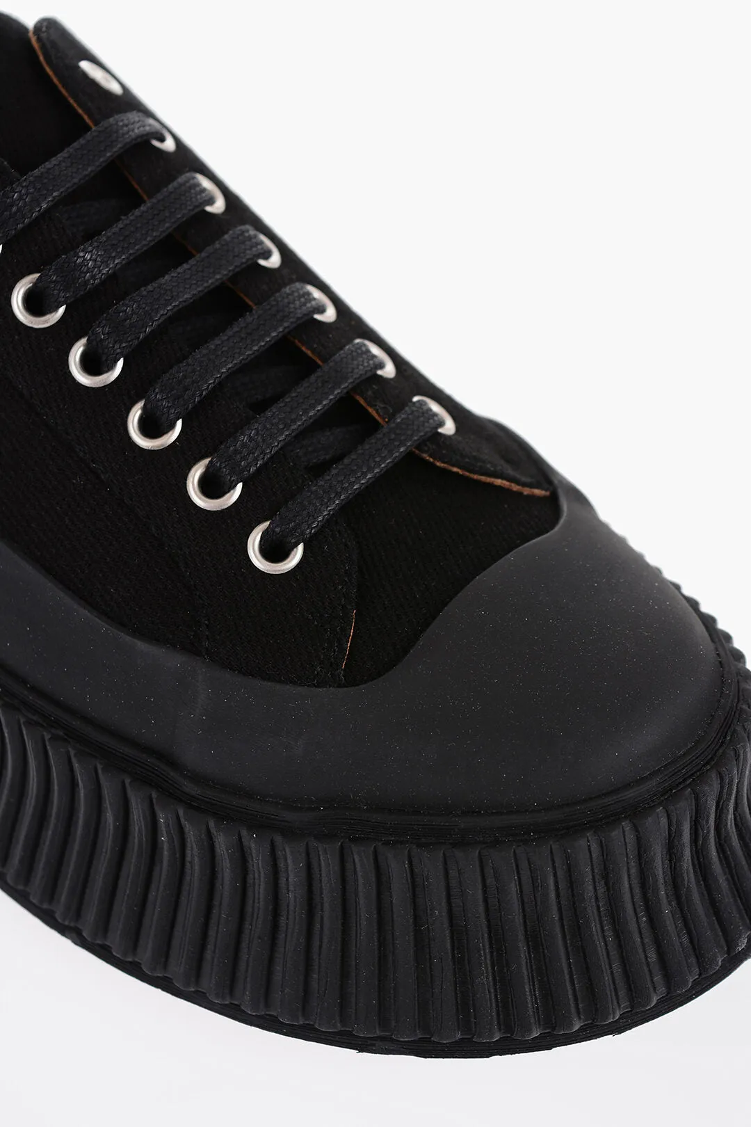 Jil Sander Lace-Up Canvas Sneakers With Chunky Sole