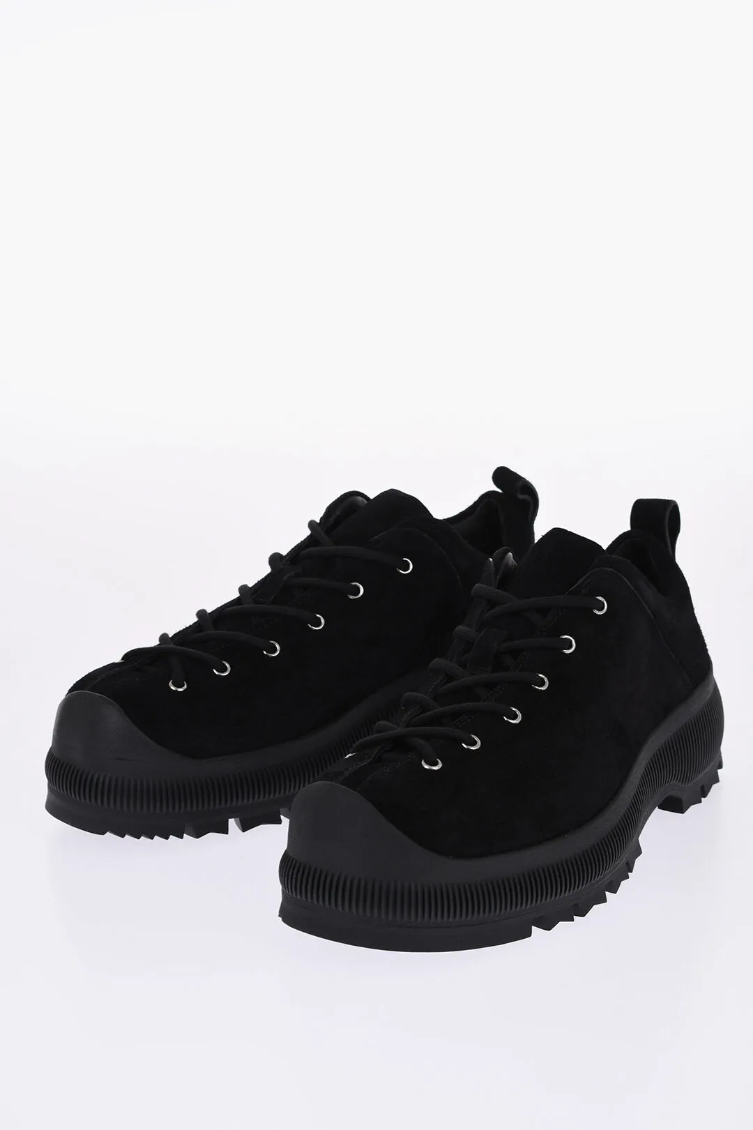 Jil Sander Suede Lace-Up Sneakers With Vibram Sole