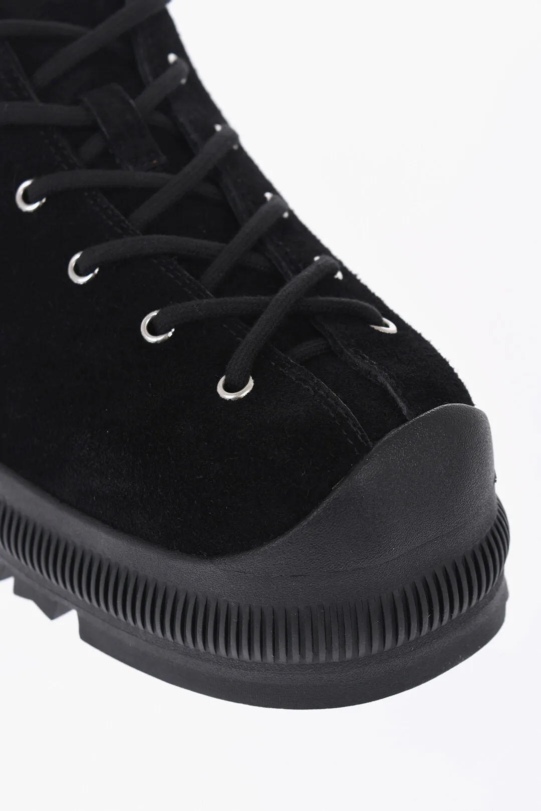 Jil Sander Suede Lace-Up Sneakers With Vibram Sole