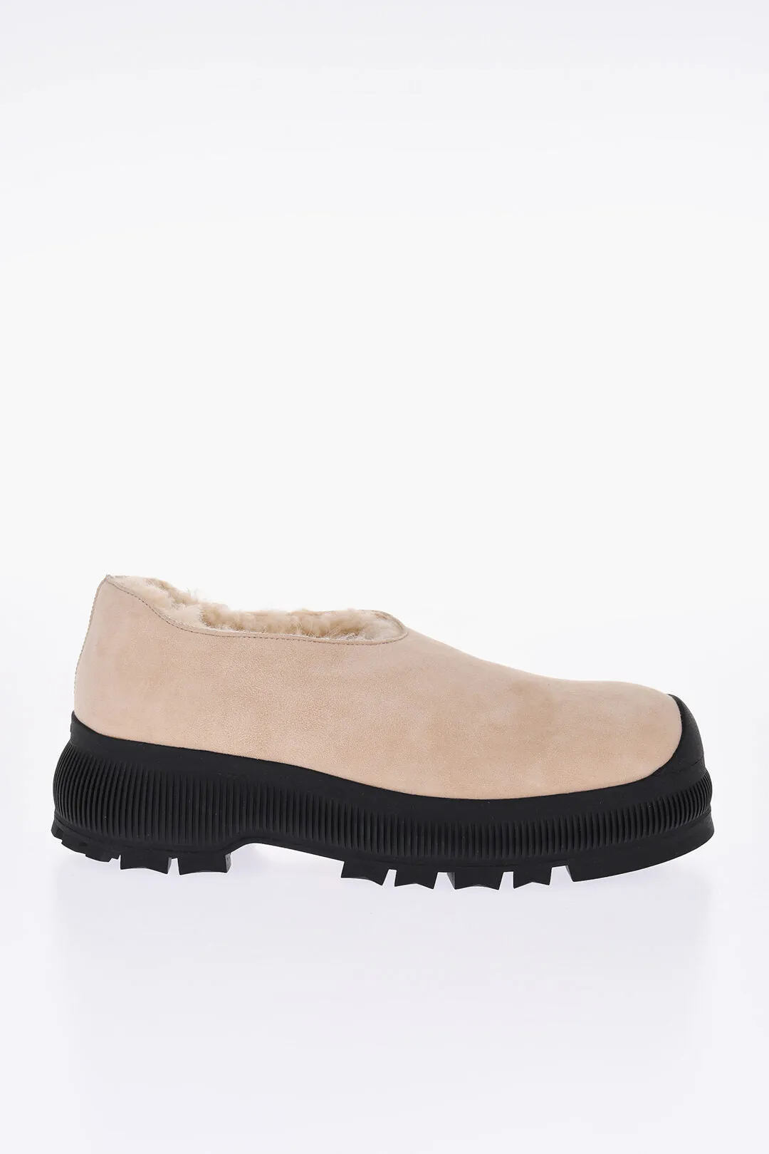 Jil Sander Suede Slip-On Sneakers With Shearling Lining