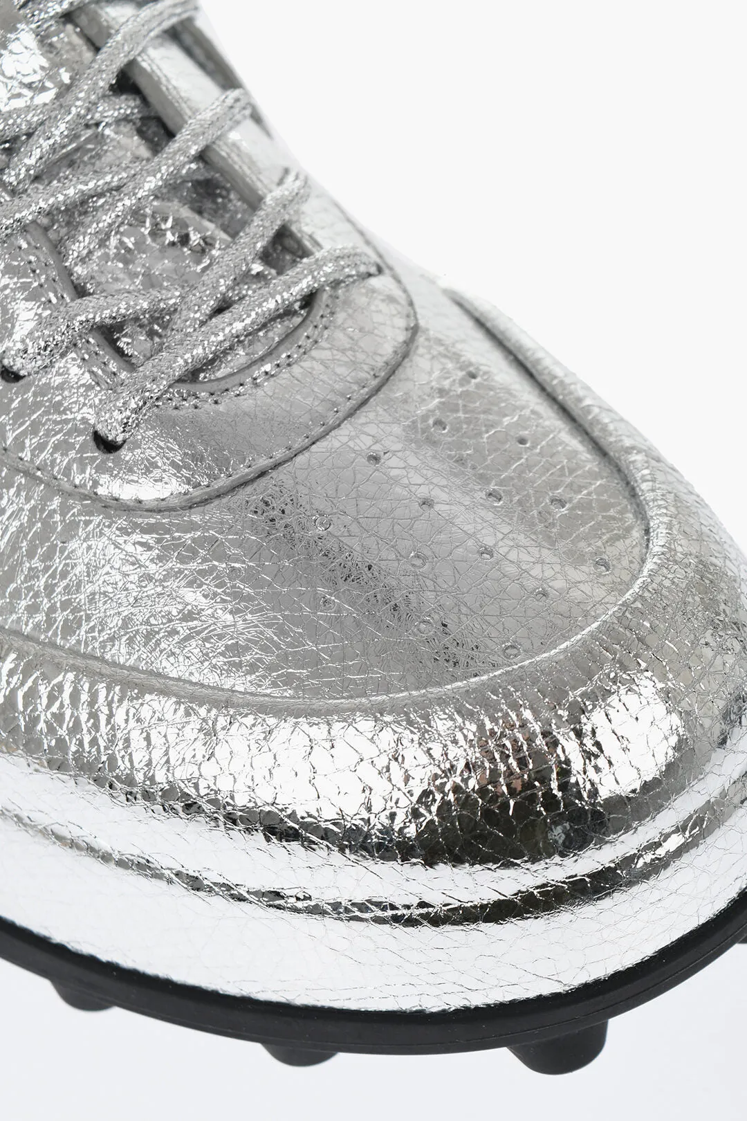 Jil Sander Textured Lam Leather Lcae-Up Sneakers