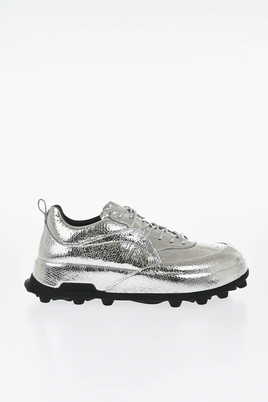 Jil Sander Textured Lam Leather Lcae-Up Sneakers