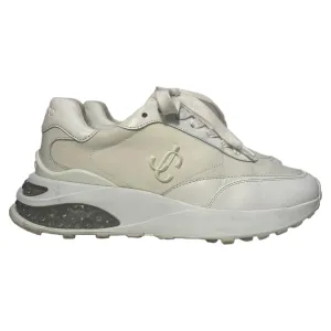 Jimmy Choo Memphis Lace-Up Sneakers in White Leather and Nylon