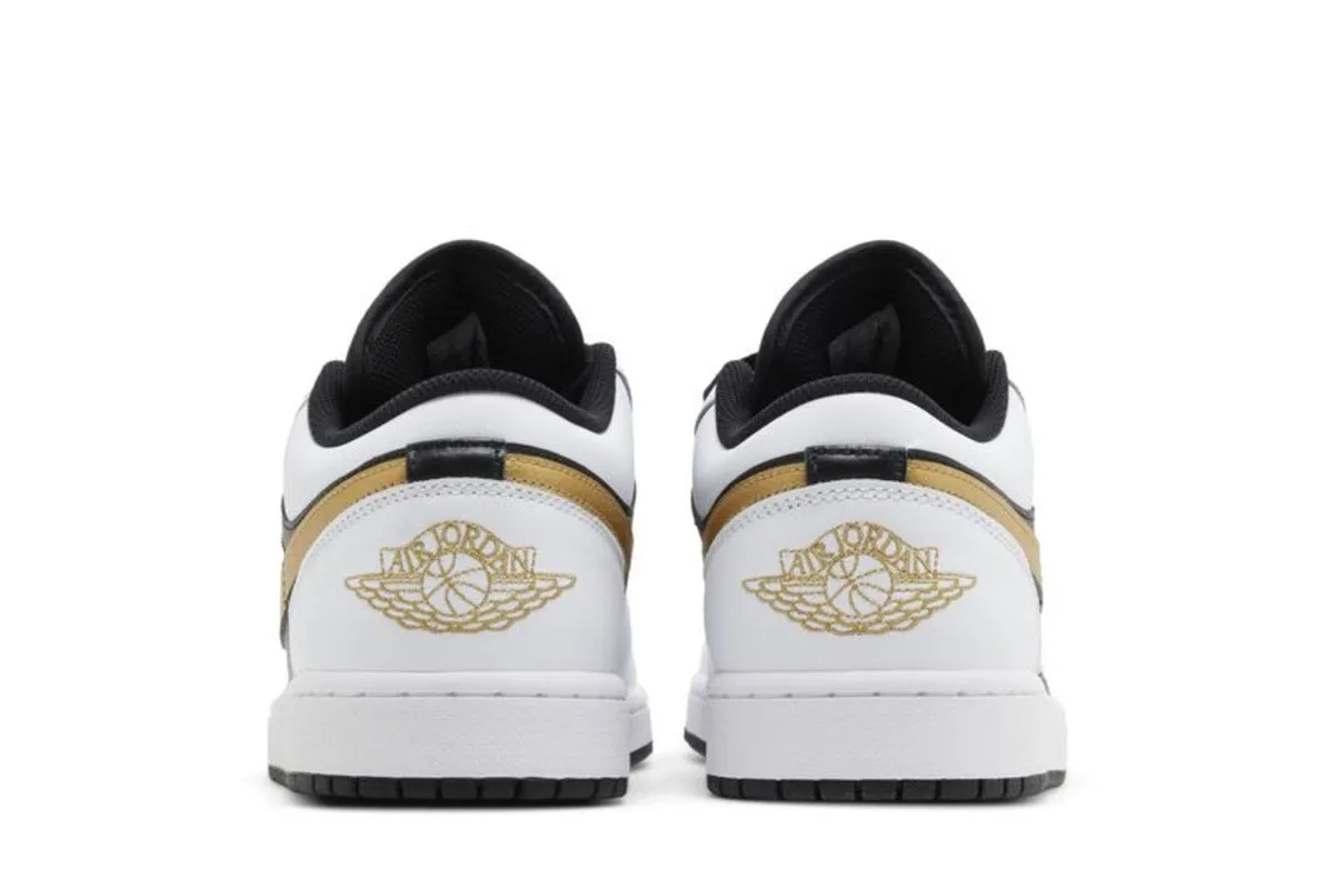 Jordan 1 Low White Black Metallic Gold Swoosh