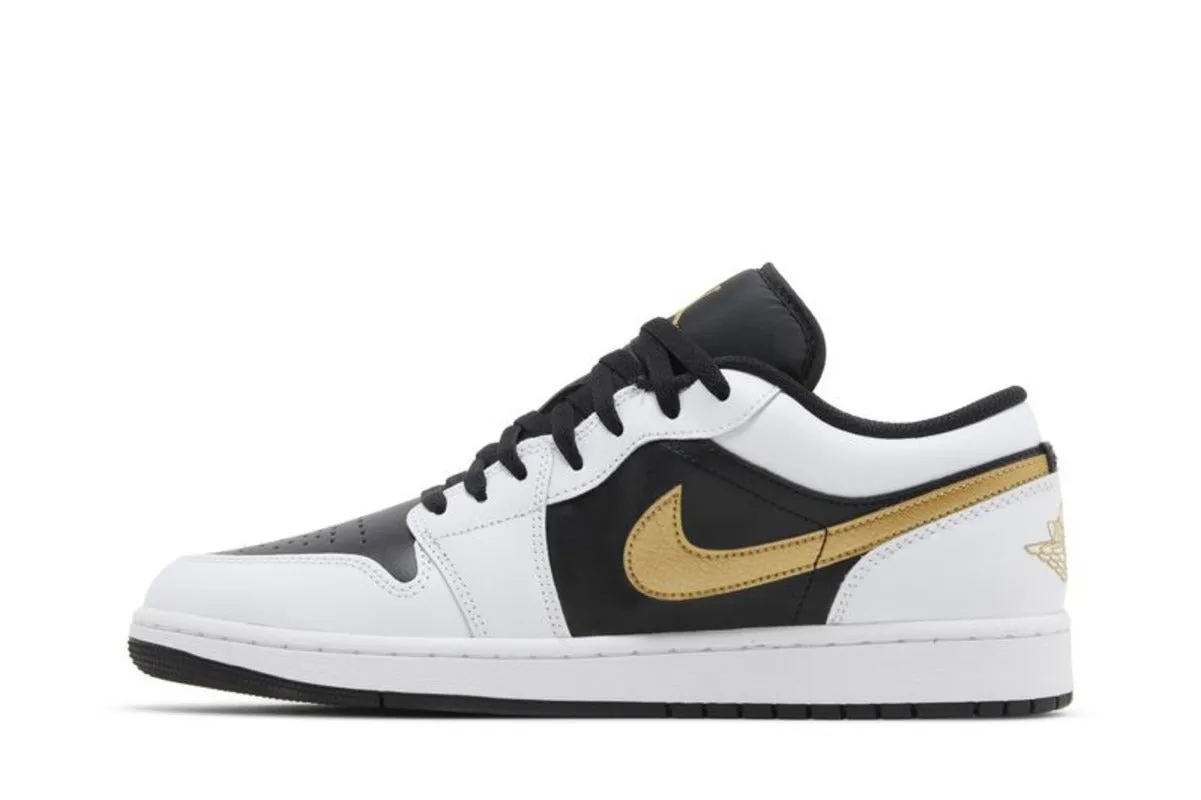 Jordan 1 Low White Black Metallic Gold Swoosh