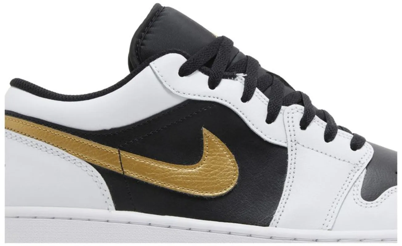 Jordan 1 Low White Black Metallic Gold Swoosh