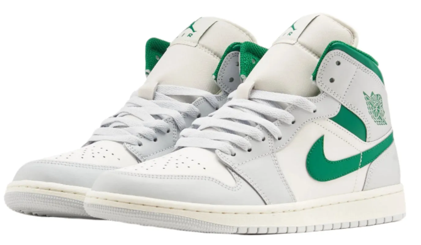 Jordan 1 Mid White Pure Platinum Pine Green