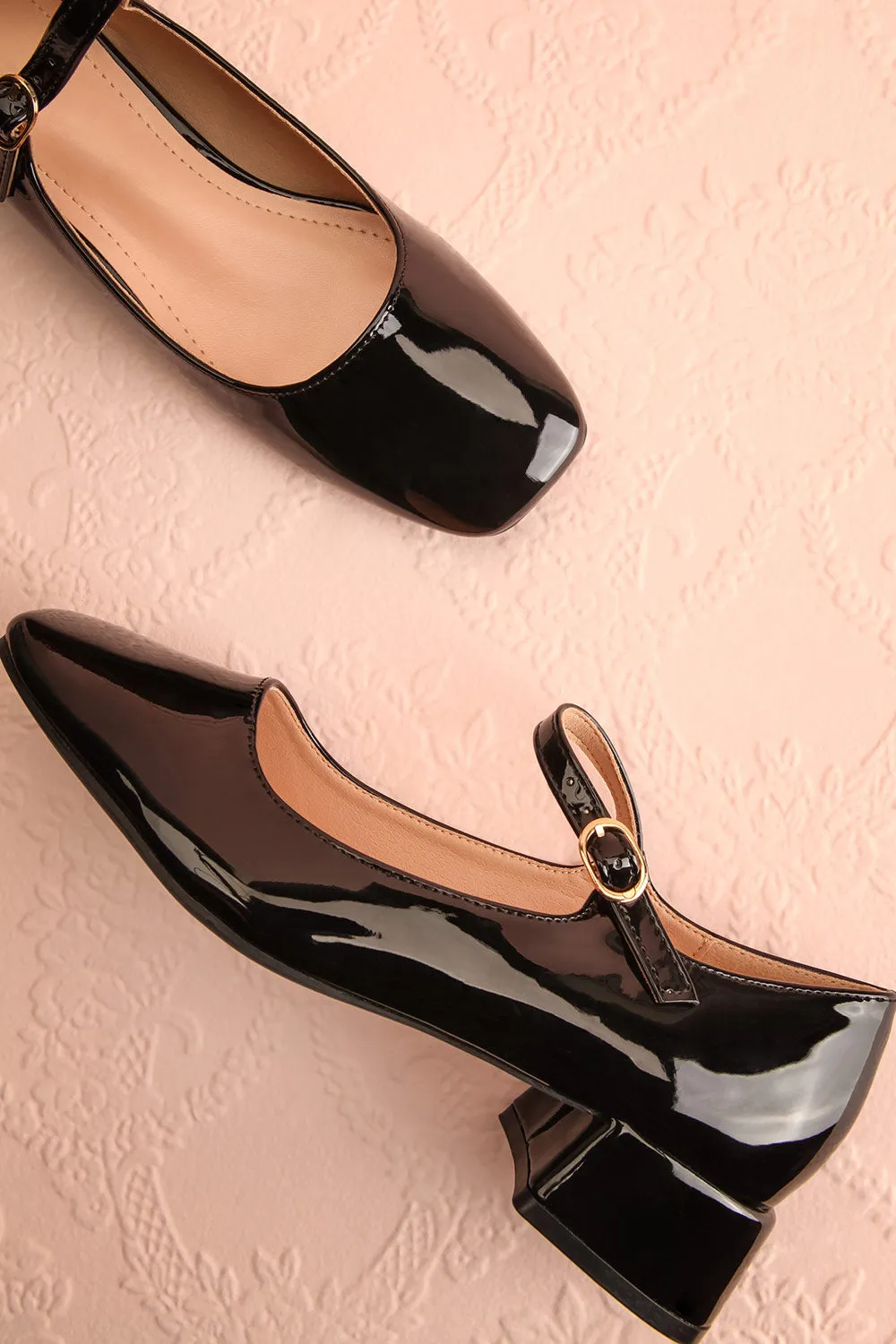 Kerati Black | Square Toe Mary Jane Heels
