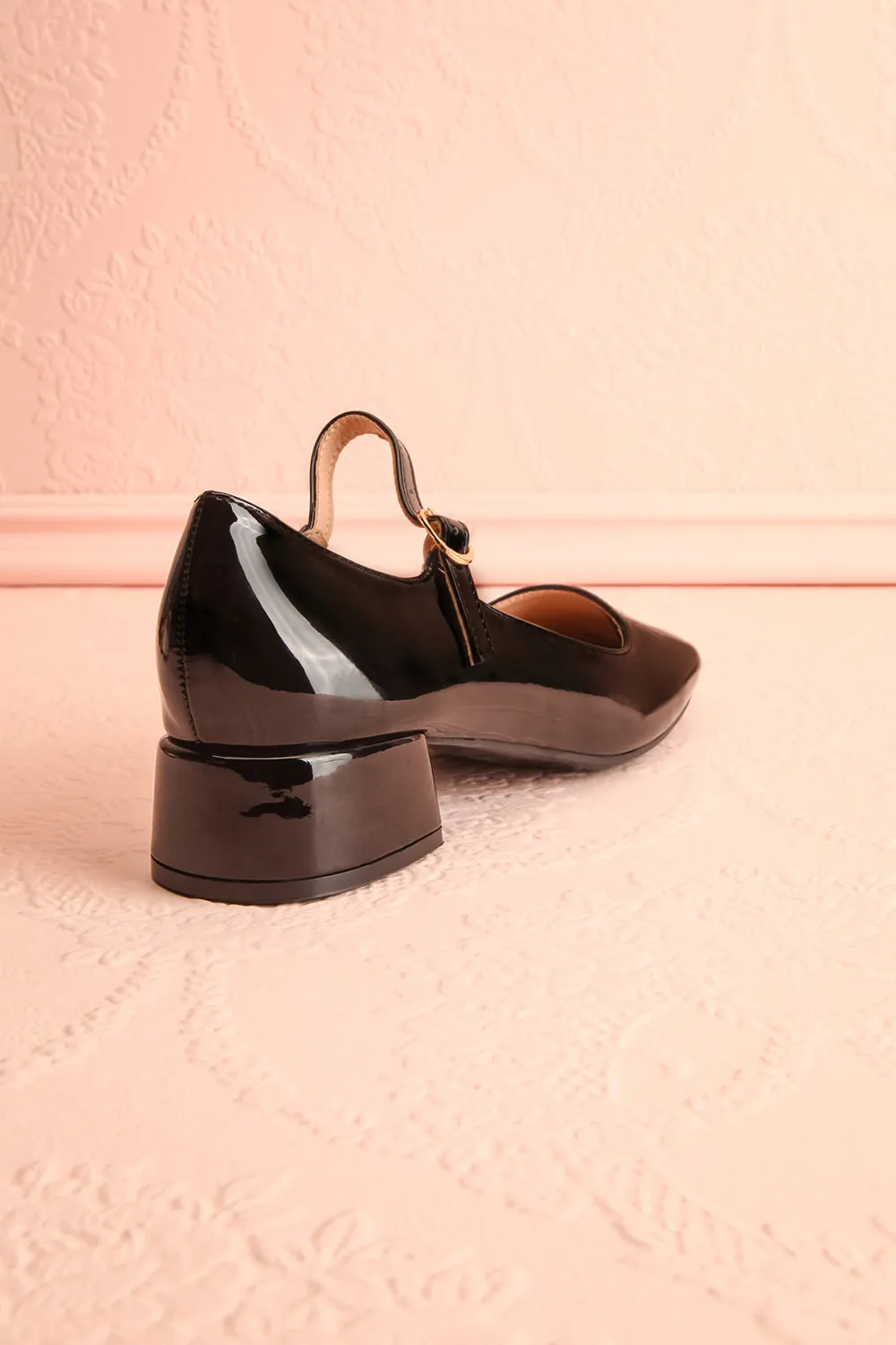 Kerati Black | Square Toe Mary Jane Heels