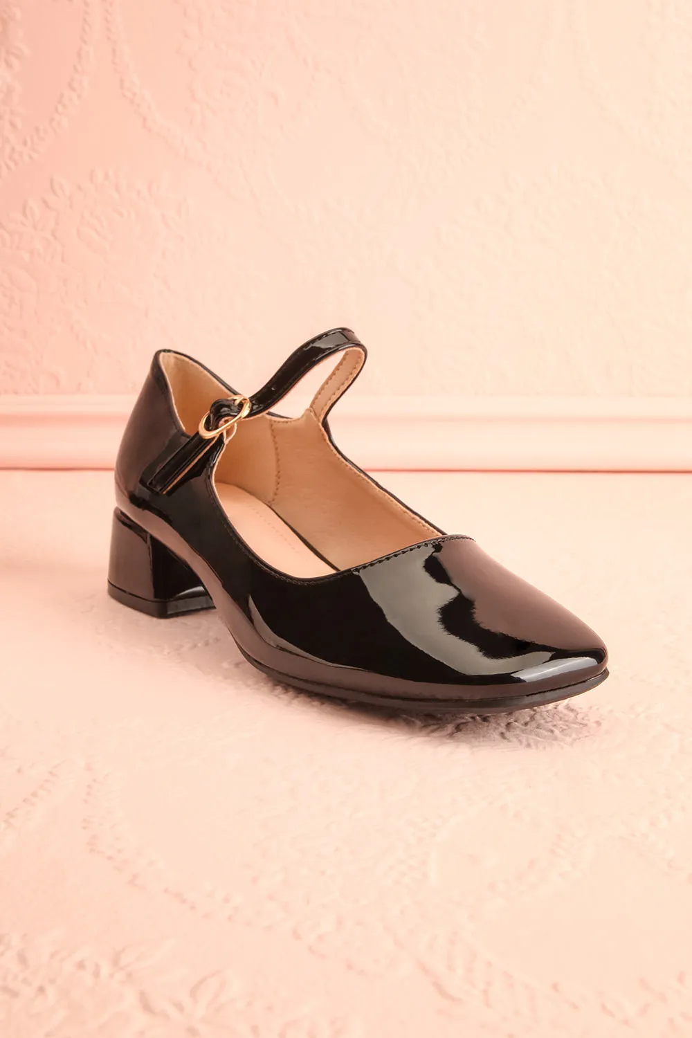 Kerati Black | Square Toe Mary Jane Heels