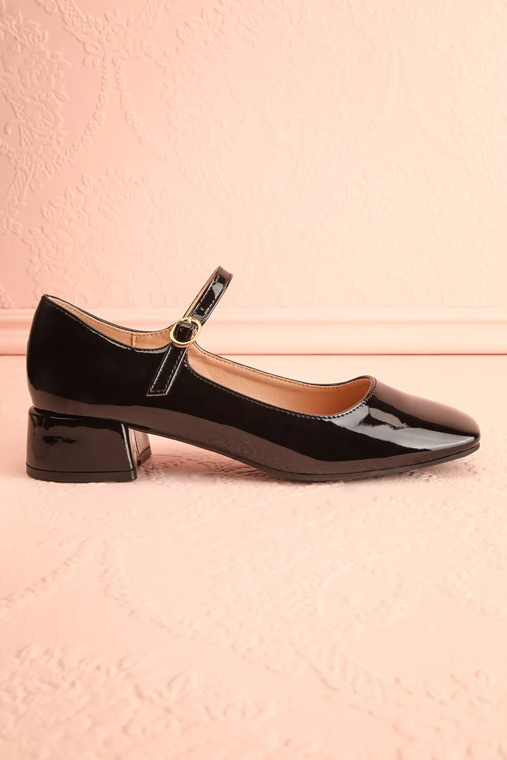 Kerati Black | Square Toe Mary Jane Heels