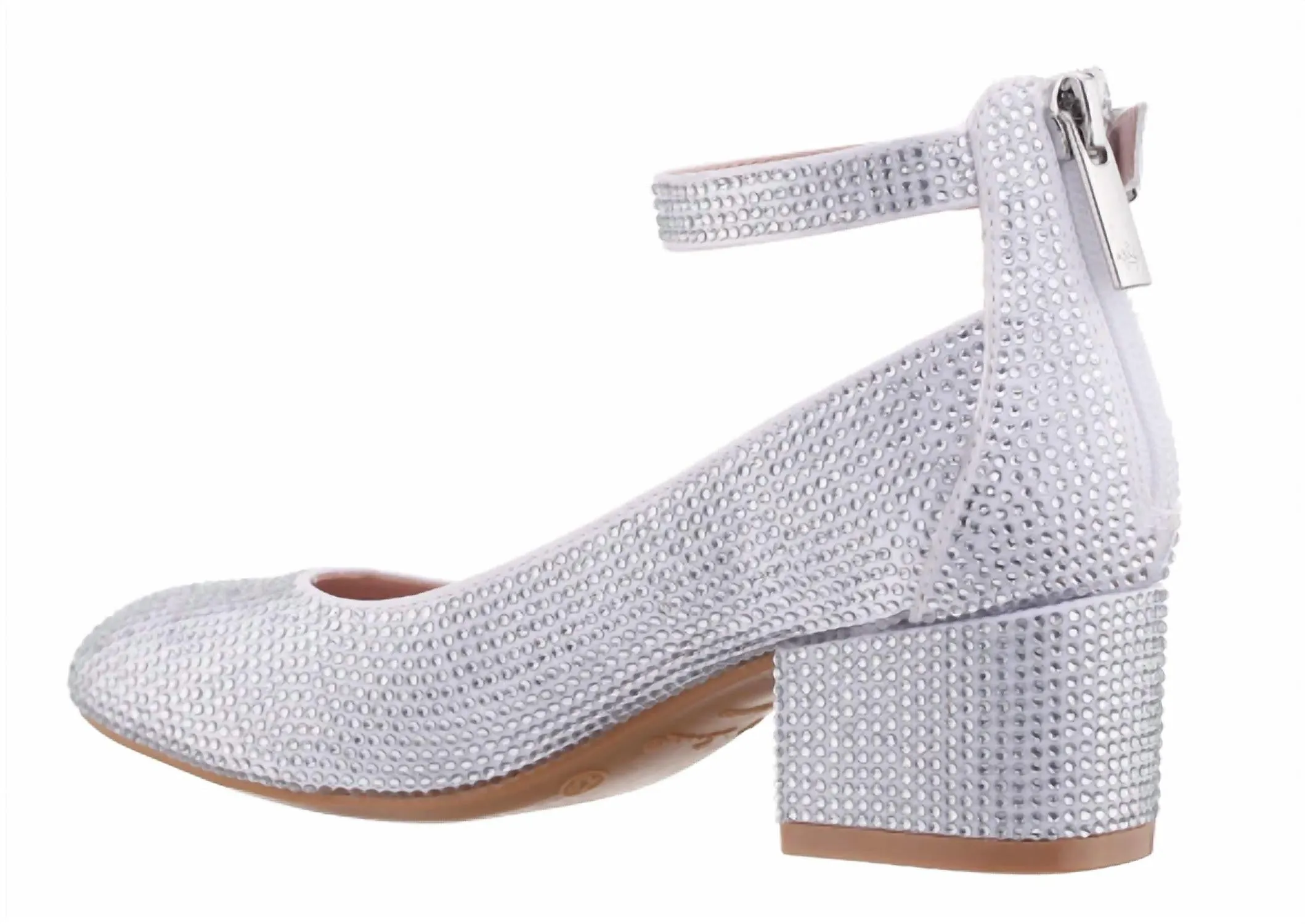 Kid's Lennie Heels In White Shimmer