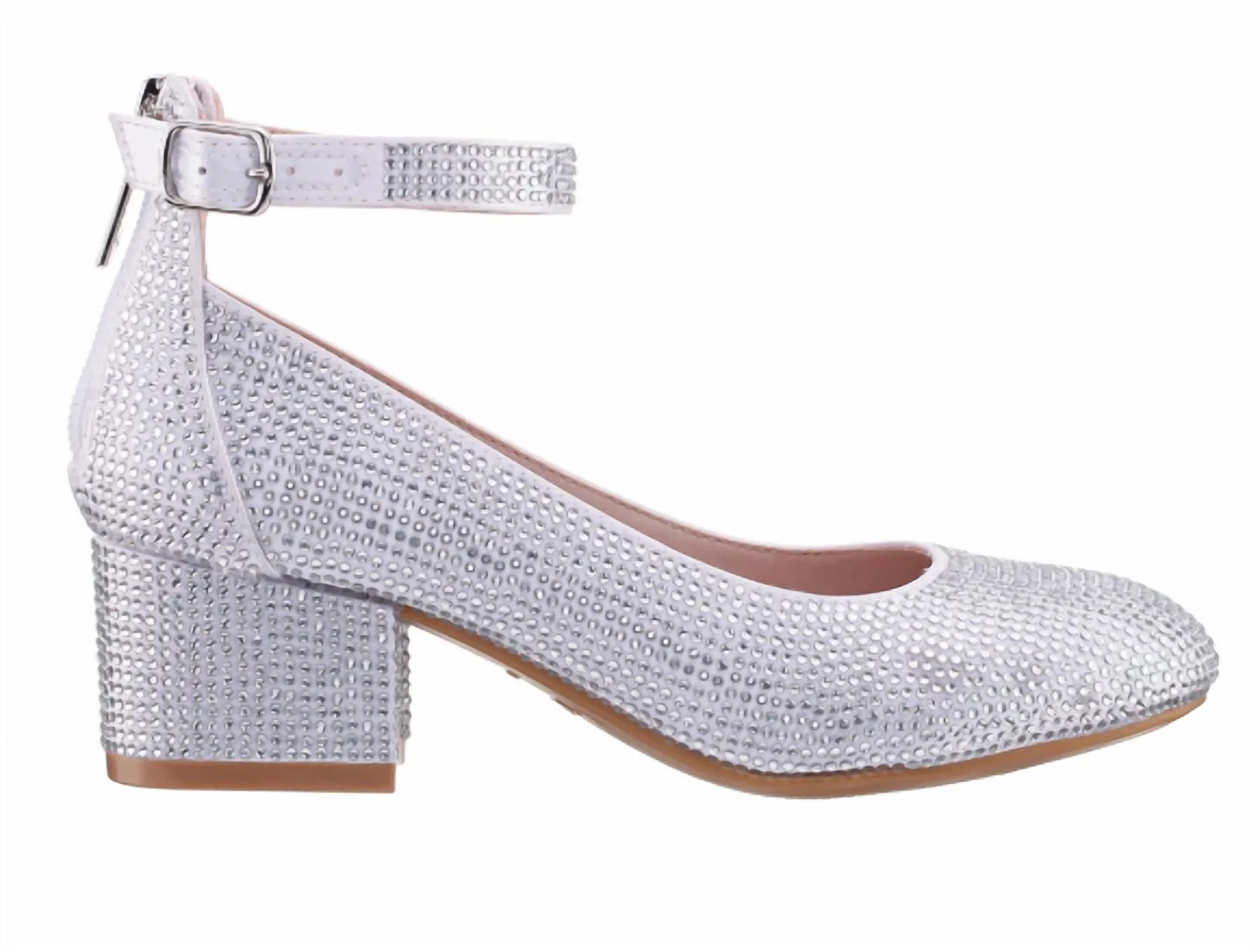 Kid's Lennie Heels In White Shimmer
