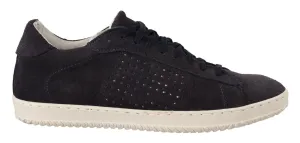 La Scarpa Italiana Suede Perforated Lace Up Sneakers Men's Shoes