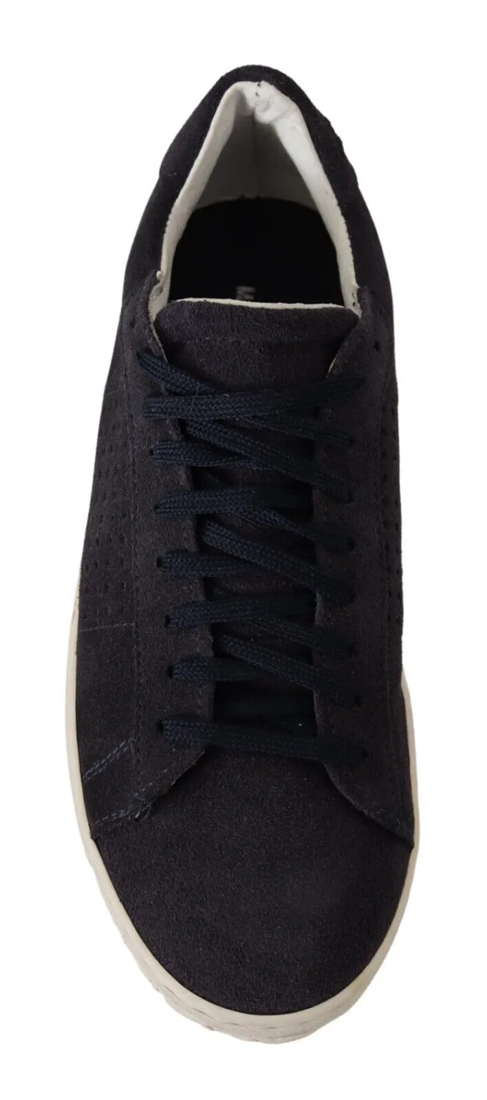 La Scarpa Italiana Suede Perforated Lace Up Sneakers Men's Shoes